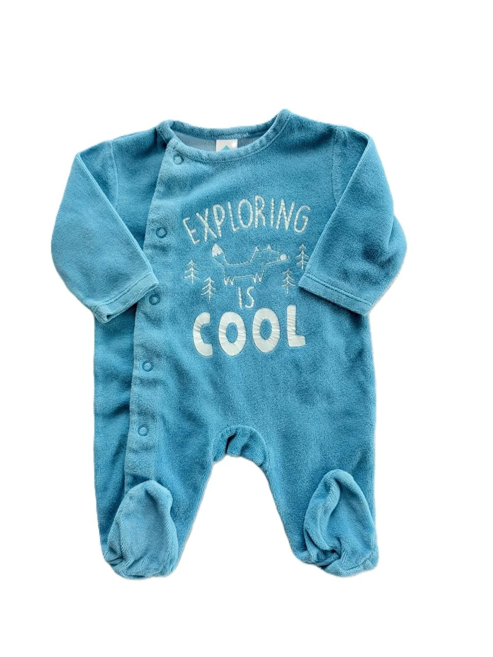 Pyjama ouverture devant velours bleu Tex 0 mois